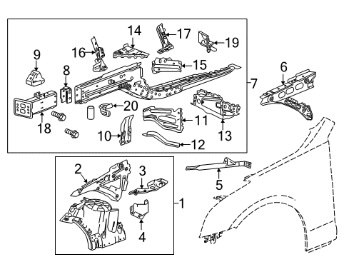 2018 Cadillac ATS Structural Components & Rails Diagram 1 - Thumbnail