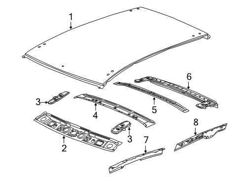 2015 Chevy Spark Panel Assembly, Roof Front Inner Diagram for 95231497