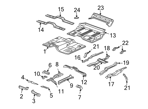 2005 Hummer H2 Panel Assembly, Front Floor Diagram for 25910525