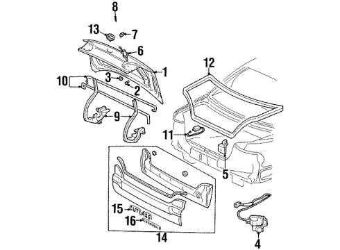 1997 Oldsmobile Cutlass Radiator Grille Emblem Diagram for 10283814