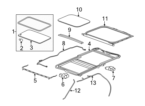 2013 Buick Enclave Sunroof, Body Diagram