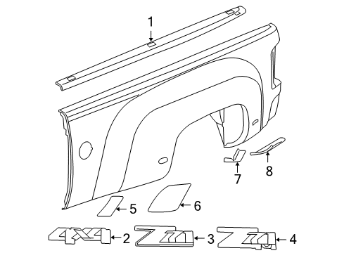 2007 Chevy Silverado 1500 Exterior Trim - Pick Up Box Diagram 7 - Thumbnail