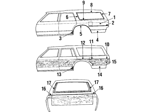 1984 Pontiac Parisienne Molding Asm Reveal Quarter Window Lower *Black Diagram for 20019772