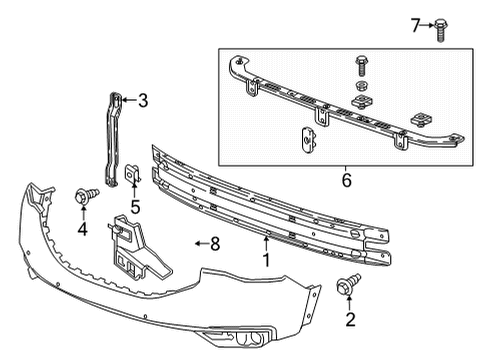 2021 GMC Acadia Support Assembly, Front Bpr Fascia Ctr Diagram for 84255085