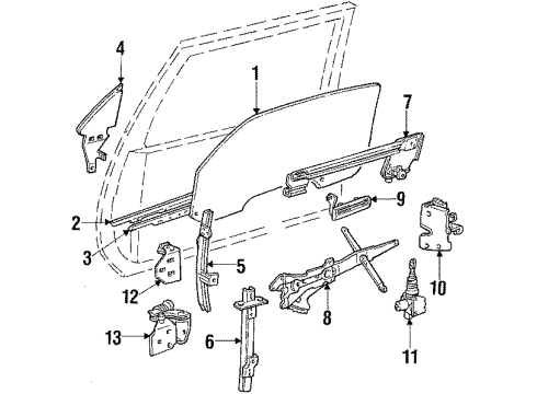 1984 Pontiac Firebird Glass - Door Diagram