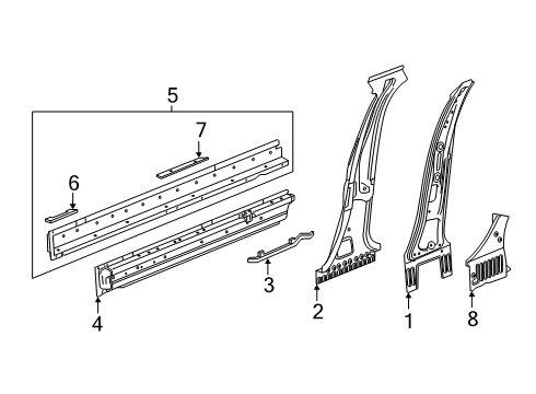 2019 Cadillac XT4 Reinforcement, Rkr Jacking Rr Diagram for 84052637