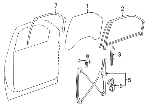 2013 Cadillac Escalade Front Door - Glass & Hardware Diagram 1 - Thumbnail