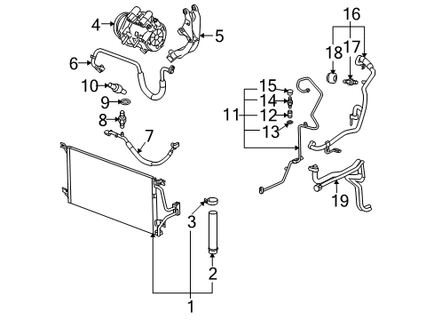 2007 Buick Terraza A/C Condenser, Compressor & Lines Diagram