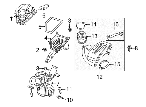 2008 Chevy Cobalt Cover, Air Cleaner Housing Diagram for 88967325