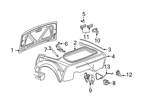 2009 Chevy Corvette Trunk, Body Diagram