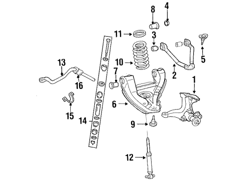 1993 GMC K2500 Front Suspension, Control Arm Diagram 4 - Thumbnail