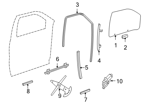 2006 Pontiac Montana Front Door - Glass & Hardware Diagram