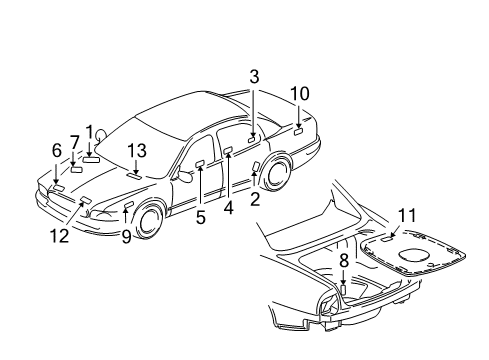 1998 Buick Park Avenue Information Labels Diagram