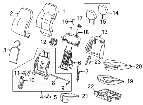 2014 Cadillac CTS Frame Asm,Driver Seat Back Cushion Diagram for 25807063