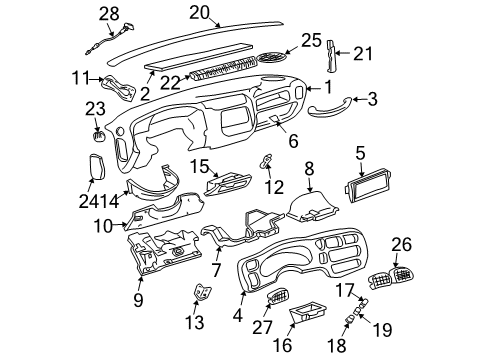 2003 Chevy Blazer Pad Assembly, Instrument Panel Trim *Graphite Diagram for 15092402