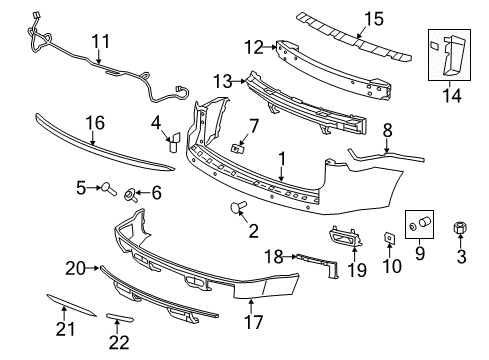 2016 GMC Acadia Rear Bumper, Cover Upper *Service Primer Diagram for 23350828