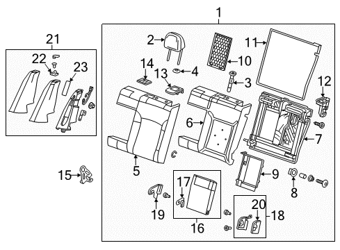 2016 Chevy Malibu Limited Bolster Assembly, Rear Seat Back *Titanium Diagram for 23491072