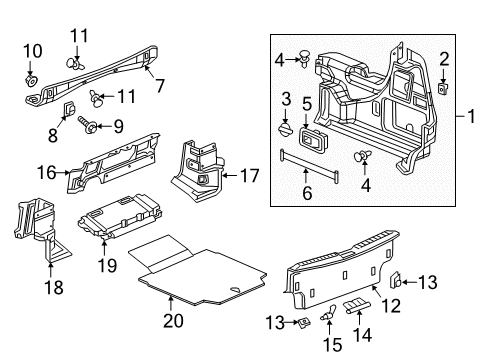 2016 Buick Cascada Clip,Rear Compartment Side Trim Panel Diagram for 13310144