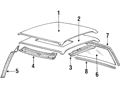 1988 Chevy Cavalier Molding Assembly, Scalp Roof Drip Lh Front Diagram for 12395515