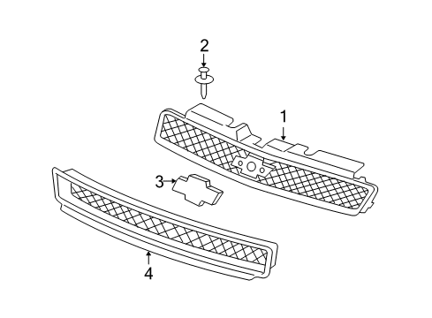 2006 Chevy Monte Carlo Grille & Components Diagram 2 - Thumbnail