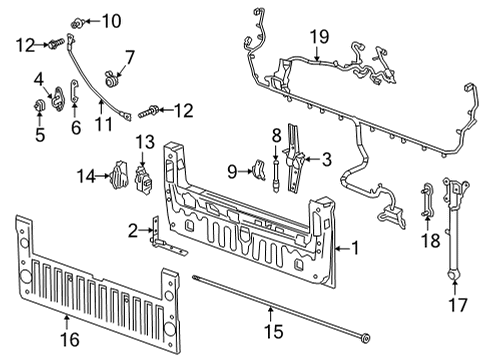 2022 Chevy Silverado 3500 HD Cover, Pubx E/Gate Acc Hole Diagram for 84629594