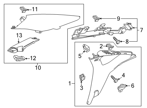 2015 Chevy Impala Panel Assembly, Quarter Window Trim Finish *Brownstone Diagram for 22938676