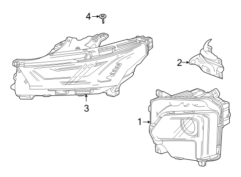 2022 Chevy Traverse Headlamp Components Diagram