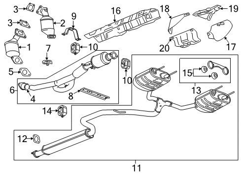 2019 Cadillac XTS Exhaust Front Pipe Assembly Diagram for 22743543