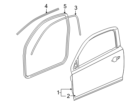 2009 Chevy Cobalt Door Assembly, Front Side Diagram for 25830152