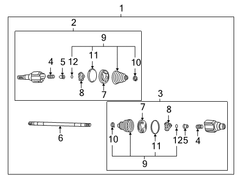 2004 Pontiac Montana Rear Wheel Drive Shaft Kit Diagram for 88967242