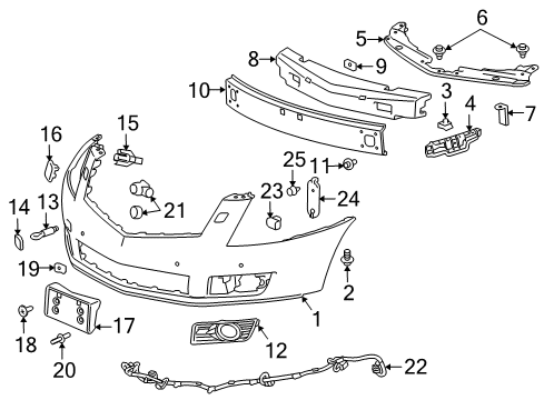 2011 Cadillac SRX Bar Assembly, Front Bumper Upper Imp Diagram for 22792566