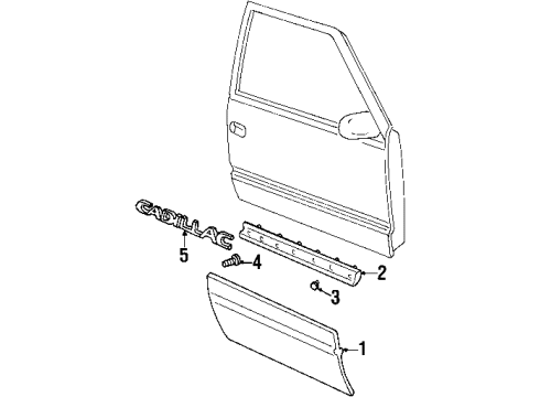 2000 GMC Yukon Exterior Trim - Front Door Diagram