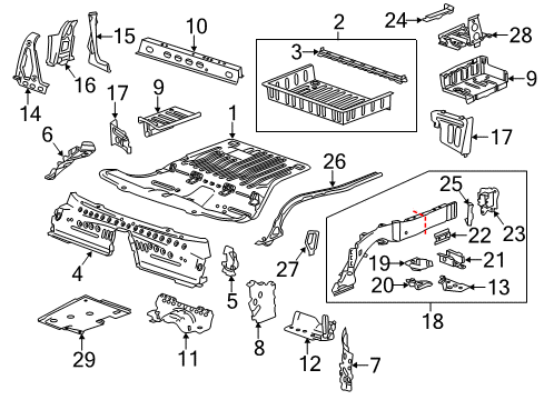 2016 Cadillac CTS Extension, Floor Panel #5 Cross Bar Diagram for 22751227