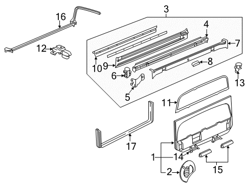 2011 Cadillac Escalade EXT Seal,M/Gate & Window Support Diagram for 88981059