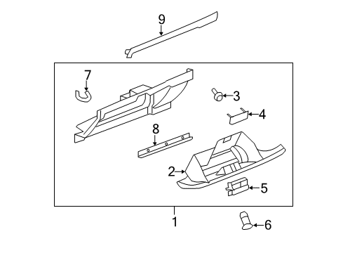 2008 Chevy Silverado 1500 Door Assembly, Instrument Panel Compartment *Cashmere Diagram for 25828589