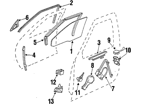 1987 Buick Electra Front Door Glass & Hardware, Lock & Hardware Diagram 1 - Thumbnail