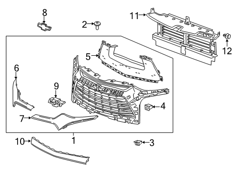 2020 Chevy Blazer Front Grille Emblem Assembly Diagram for 42353809