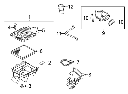 2017 Cadillac XTS Duct Assembly, Air Cleaner Outlet Diagram for 20885923