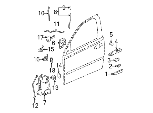 2006 Chevy Malibu Handle Assembly, Front Side Door Inside *Dark Titanium Diagram for 15860514