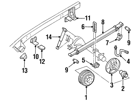 1989 Chevy C3500 Plate Welding Assembly, Rear Brake Flange Rh Diagram for 14068906