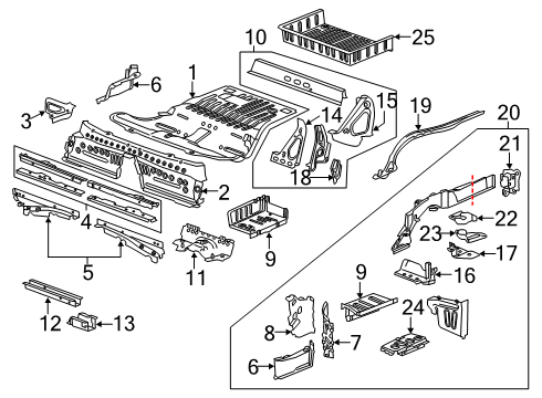 2017 Chevy Camaro Rear Floor & Rails Diagram 2 - Thumbnail