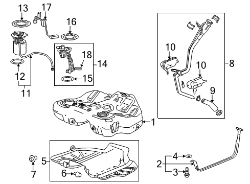 2016 Cadillac XTS Fuel Tank Fuel Pump Module Kit (W/O Fuel Level Sensor) Diagram for 13578372