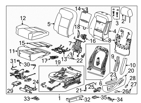 2018 Chevy Silverado 1500 Panel Assembly, Front Seat Back Finish *Jet Black Diagram for 23365181