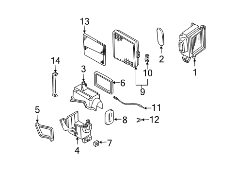 2002 Chevy Tracker Evaporator,A/C (W/Case) Diagram for 30022537