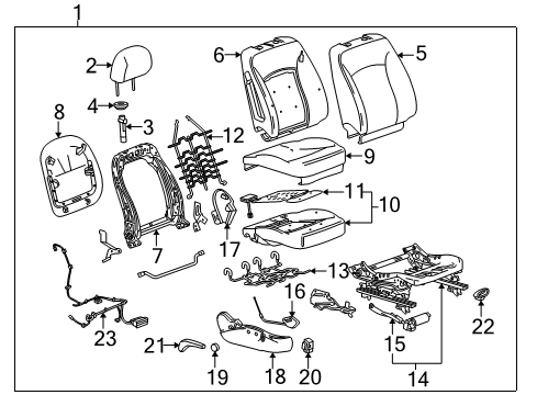 2014 Buick LaCrosse Handle,Front Seat Adjuster Diagram for 90905519