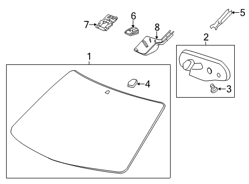 2016 GMC Acadia Windshield Glass Diagram