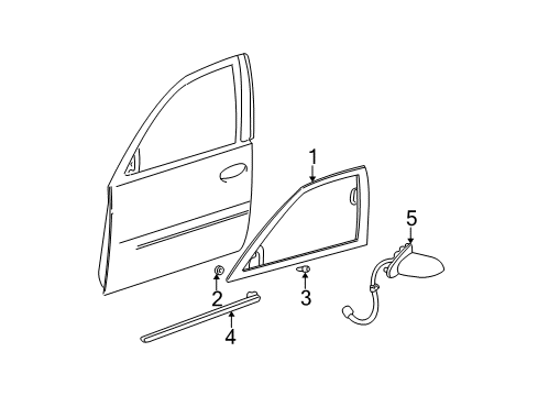 2004 Cadillac DeVille Molding Assembly, Front Side Door Center *Paint To Mat Diagram for 25701039