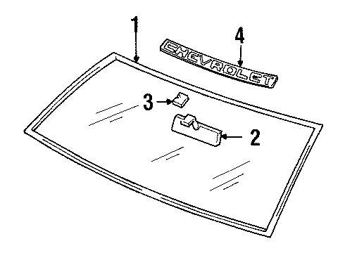 1991 Chevy C2500 Decal Pkg., Windshield,Red,4X4,Splash *Red)(Install Diagram for 12342709