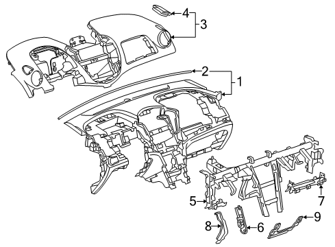 2015 Chevy Trax Cluster & Switches, Instrument Panel Diagram 1 - Thumbnail