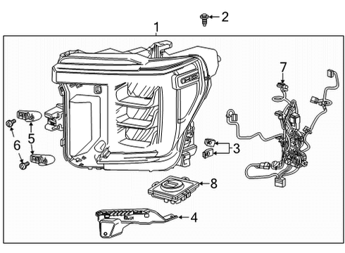 2021 GMC Sierra 3500 HD Headlamp Components Diagram 1 - Thumbnail